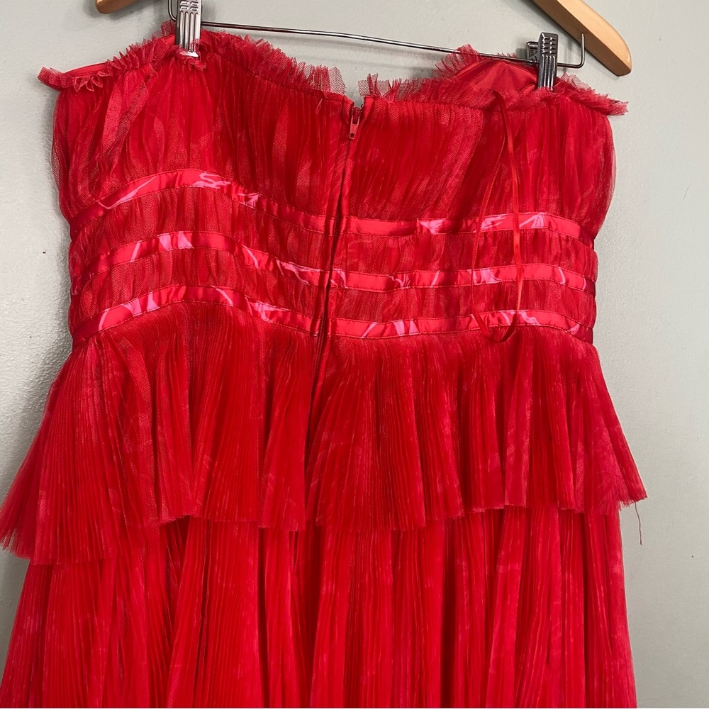 Anthropologie Hutch Evie Strapless Tiered Maxi Dress Red Size 16W Tulle - Picture 5 of 7